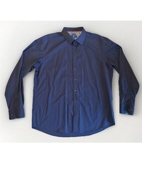 Egara Men's 2XLT Dress Shirt Navy Blue Pinstripe Non-Iron Long Sleeve Tall 2XL